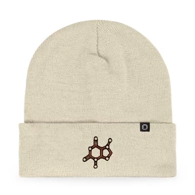 Теплая зимняя вязаная шапка Science Beanie с вышивкой Molecule для мужчин бежевого цвета
