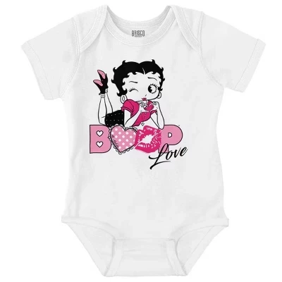 Винтажный боди-джемпер Betty Boop с героями мультфильма Love Baby для девочек лицензионного белого цвета