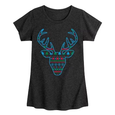 Футболка для девочек Instant Message Pixel Deer, черная