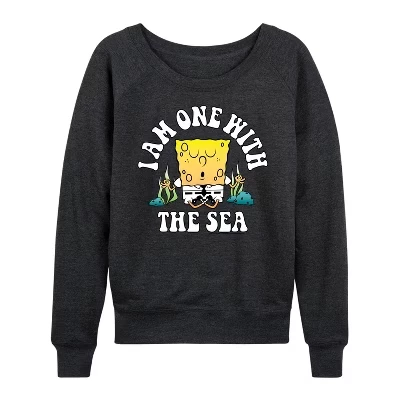 Женский лонгслив SpongeBob «One With Sea», серый меланж