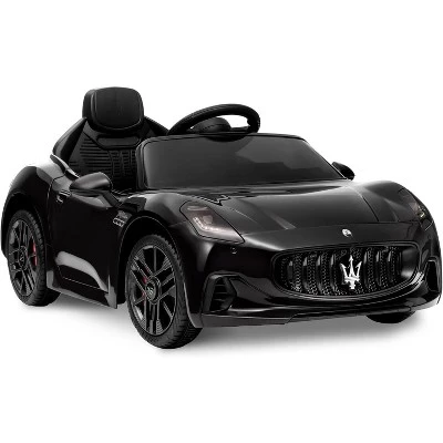 Детский электромобиль Maserati 12V с дистанционным управлением, пружинной подвеской и светодиодной подсветкой - 4-колесный автомобиль черного цвета