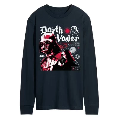 Мужская футболка Darth Vader Zine с длинным рукавом и рисунком, синяя