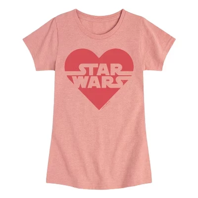 Футболка для девочек Star Wars Heart Logo, розовая