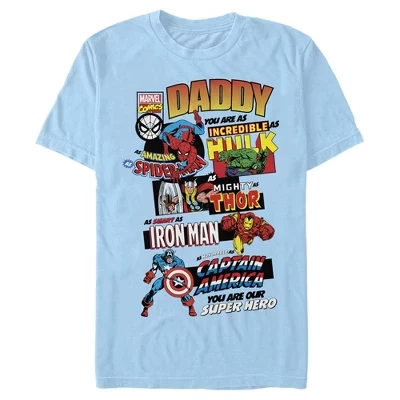 Мужская футболка Daddy You are Our Super Hero светло-голубого цвета