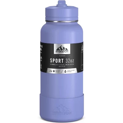 Спортивная бутылка для воды Hydrapeak Sport с изоляцией из Нержавеющей стали, непроливайной соломенной крышкой и соответствующим резиновым спортивным ботинком iris