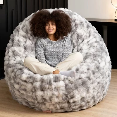 Кровать-шезлонг Raven-Symoné Home Big Snuggler Luxe из искусственного меха, 6-футовый кокон 2-в-1, большая кровать-мешок