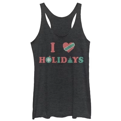 Женская спортивная майка Christmas Love Holidays с завышенной талией черного цвета