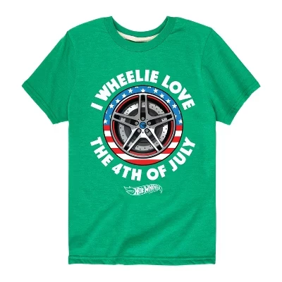 Футболка для мальчиков Hot Wheels I Wheelie Love, зеленая