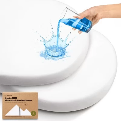 Водонепроницаемые простыни Soothe 2pk для люльки для девочек, мальчиков, 33x17, Универсальный защитный чехол для матраса для детской люльки, белый