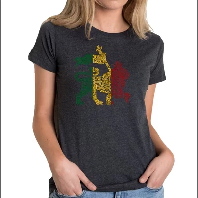 Женская футболка премиум-класса с надписью Word Art - Rasta Lion - One Love black