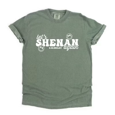 S.W.Smiley Let's Shenan Again - Women's Garment Dyed Graphic T-Shirt moss