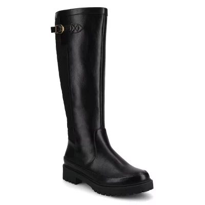 Повседневные стеганые сапоги Journee Women's Zemmie до колена с широкими голенями, черные