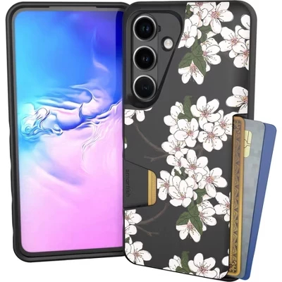 Шикарный чехол-портмоне Galaxy S24 - Wallet Slayer Vol 1 - Тонкий чехол-держатель для карт в стиле вишневого цвета
