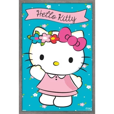 Hello Kitty: Весна 2017 - Розовое платье и цветочная корона в рамке с принтами настенных плакатов barnwood