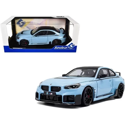 2024 BMW M2 Performance Parts Zandvoort синего цвета с карбоновым верхом и черными полосками 1/18 Модель автомобиля, изготовленная на заказ компанией