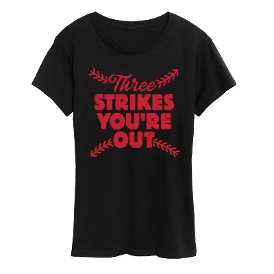 Женская футболка с коротким рукавом Three Strike You're Out, черная