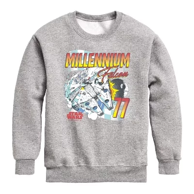 Millennium Falcon Racing Graphic Long Sleeve Fleece Sweatshirt athletic heather
