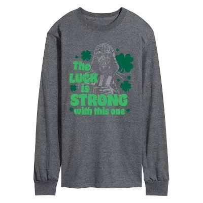 Мужская футболка с длинным рукавом Luck Is Strong с графическим рисунком heather charcoal