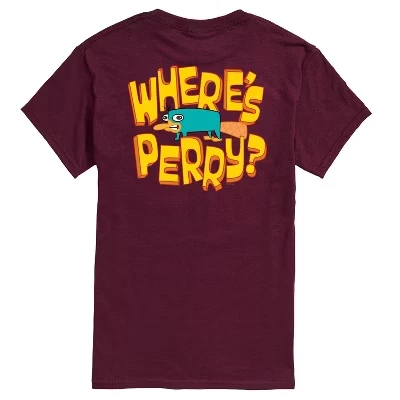 Мужская футболка Where's Perry с коротким рукавом и рисунком темно-бордового цвета