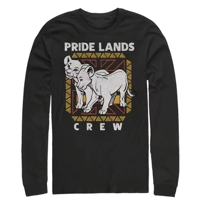 Men's Lion King Simba & Nala Pride Lands Crew Long Sleeve Shirt black