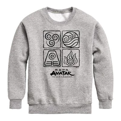 Мальчиковая флисовая толстовка Avatar the last airbender Four Elements, серый меланж
