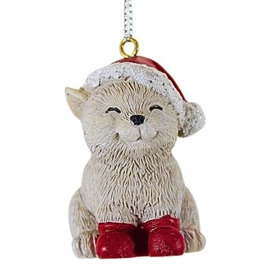 Елочная фигурка Roman Pudgy Pals кот в шапке Санты, 2″