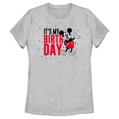 Женская футболка Mickey & Friends It's My Birthday, серо-меланжевая