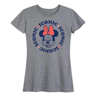 Женская футболка с повторяющимся рисунком Minnie Iconic с коротким рукавом heather grey