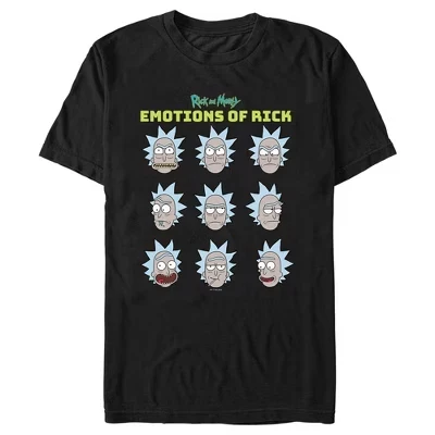 Мужская футболка Rick and Morty «Эмоции Рика», черная