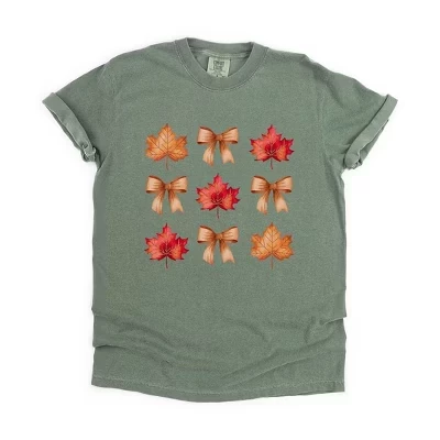 Женская футболка Coquette Fall Leaf Chart с коротким рукавом, окрашенная в мох