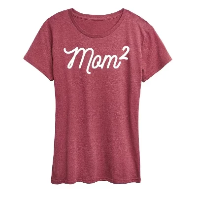 Женская футболка Instant Message «Mom to the 2nd Power», бордовая