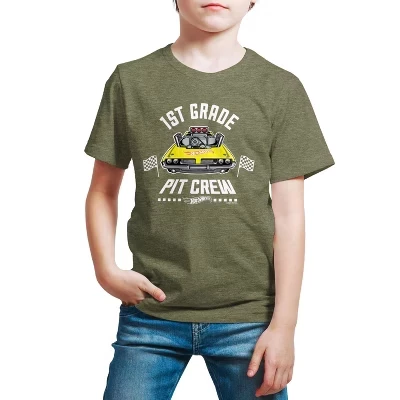 Футболка Pit Crew 1-го класса с коротким рукавом и рисунком heather military green