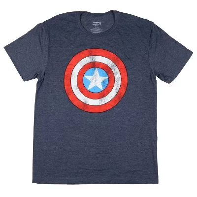 Футболка Marvel Captain America Мужская Distressed Shield с коротким рукавом синего цвета