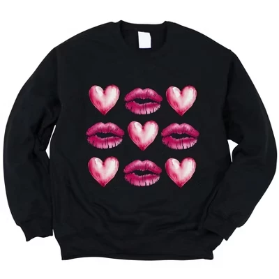 Женская толстовка с рисунком Hearts and Lips Chart midnight