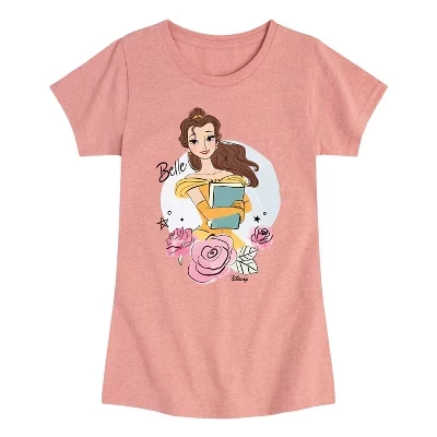 Детская футболка Disney Princess Белль с книгой, розовая