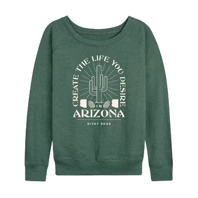 Женская рубашка Create Life Arizona из легкого французского махрового полотна с широким вырезом и длинными рукавами и графическим рисунком heather juniper