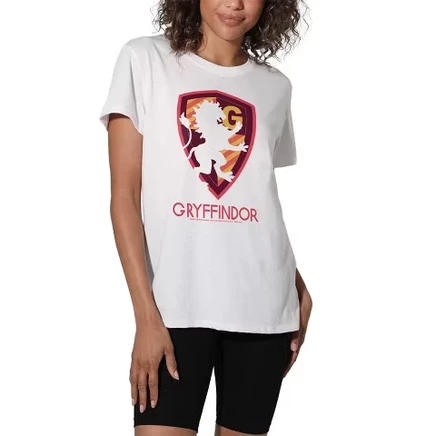 Женская свободная футболка Gryffindor Silhouette Crest белого цвета