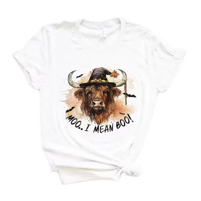 Женская футболка I Mean Boo Longhorn Cow с коротким рукавом и рисунком в виде коровы Лонгхорн, белая