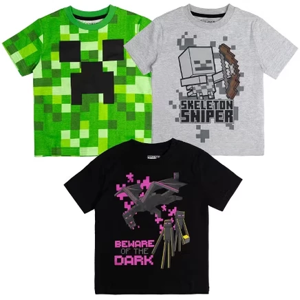 Комплект из 3 футболок Minecraft для мальчиков, разноцветный