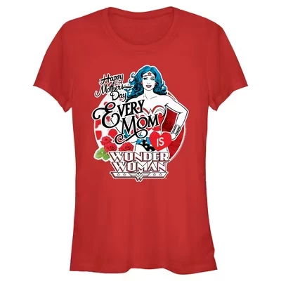 Женская футболка Wonder Woman для юниорок Every Mom is Wonder Woman, красная