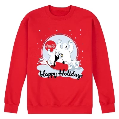 Мужская - - Флисовая толстовка с рисунком Happy Holidays для катания на санках, красная