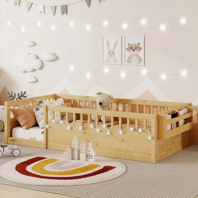 Детская кровать ModernLuxe Twin/Full с LED, натуральная