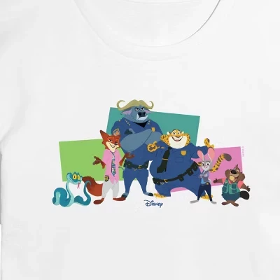 Женская укороченная футболка с изображением Ника, Джуди и друзей heather grey