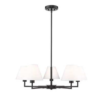 Современная люстра Leila 5-Light - Стальной светильник с регулируемой яркостью освещения для столовой и спальни, черный