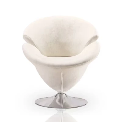 Бархатное вращающееся акцентное кресло Tulip - белый