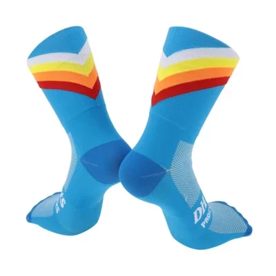 Cycling Athletic Socks Quick-Drying Non-Slip Sweat-Absorbent Outdoor Neutral and Universal 1 Pair blue