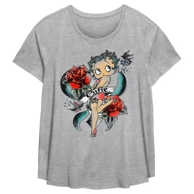 Женская футболка с татуировкой Cutie Rose, серая