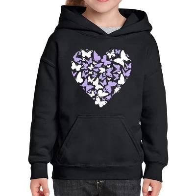 Худи для девочек LA Pop Art Butterfly Heart, черное