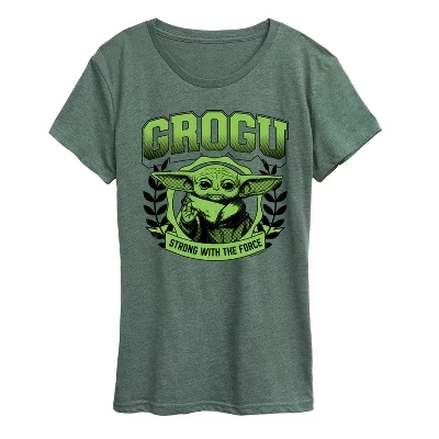 Женская футболка The Mandalorian Grogu Collegiate с коротким рукавом и графическим рисунком heather juniper