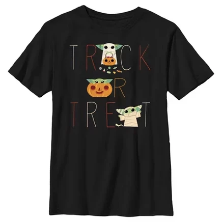 Футболка Boy's The Mandalorian Halloween Grogu Trick or Treat для мальчиков, черная